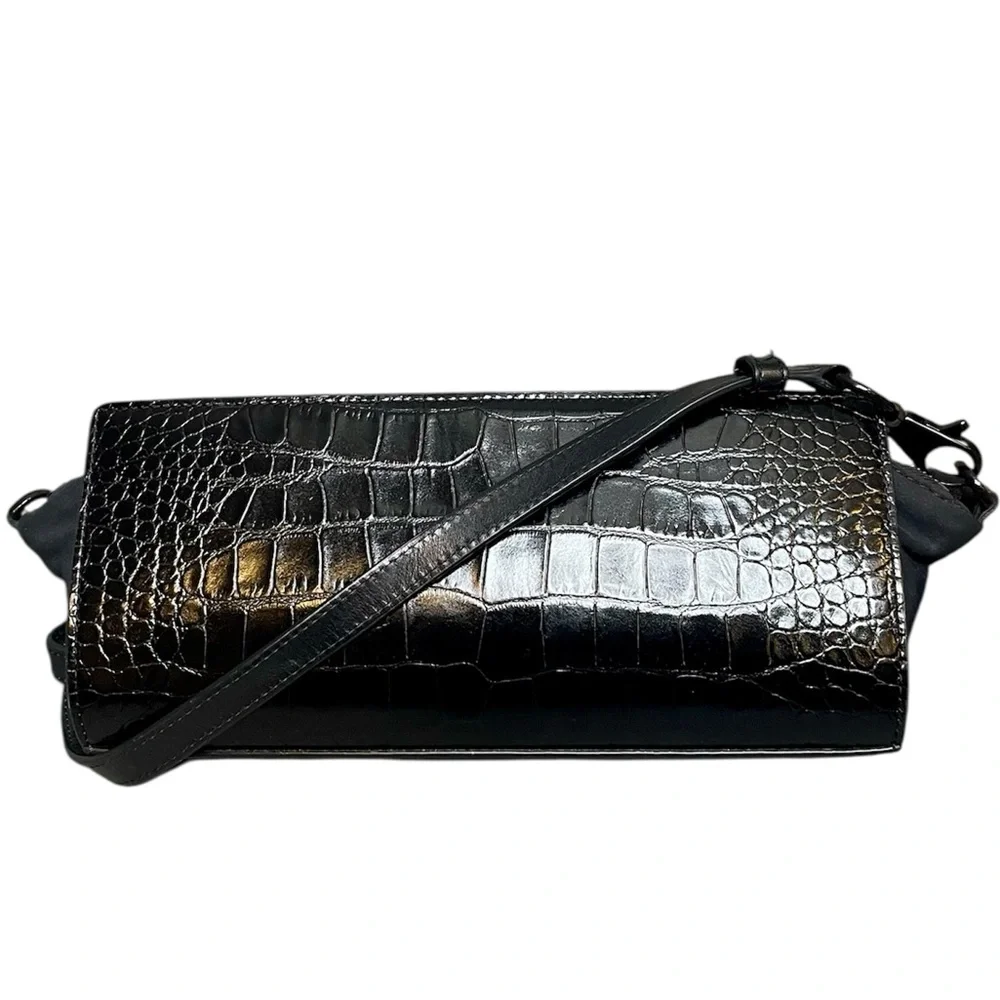 Alexander Wang Convertible Black Croc Embossed Pelican Bag Matte Black Hardware